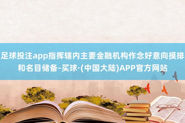 足球投注app指挥辖内主要金融机构作念好意向摸排和名目储备-买球·(中国大陆)APP官方网站