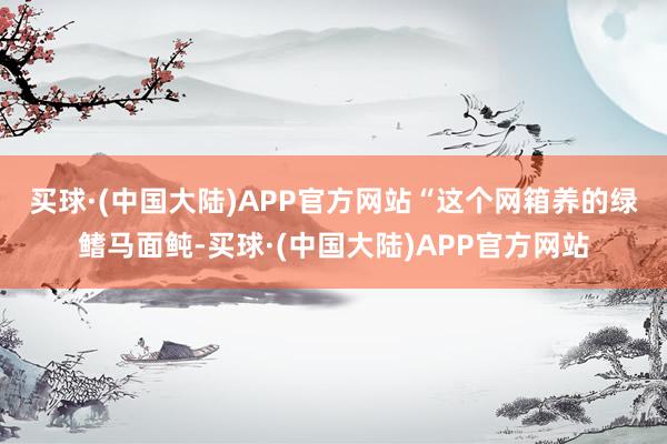 买球·(中国大陆)APP官方网站　　“这个网箱养的绿鳍马面鲀-买球·(中国大陆)APP官方网站