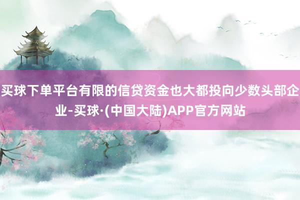 买球下单平台有限的信贷资金也大都投向少数头部企业-买球·(中国大陆)APP官方网站