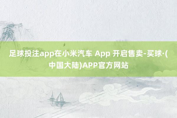 足球投注app在小米汽车 App 开启售卖-买球·(中国大陆)APP官方网站