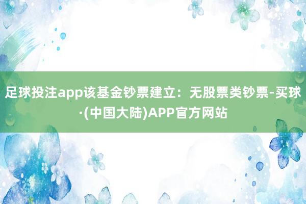 足球投注app该基金钞票建立：无股票类钞票-买球·(中国大陆)APP官方网站