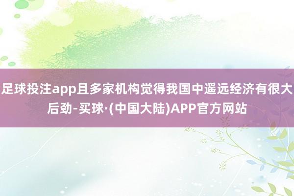 足球投注app且多家机构觉得我国中遥远经济有很大后劲-买球·(中国大陆)APP官方网站