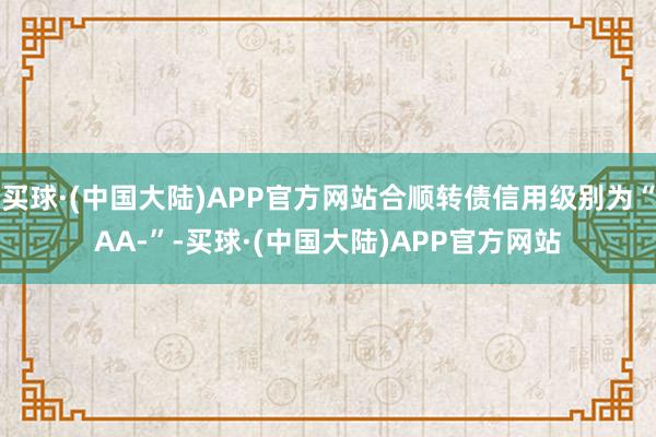 买球·(中国大陆)APP官方网站合顺转债信用级别为“AA-”-买球·(中国大陆)APP官方网站